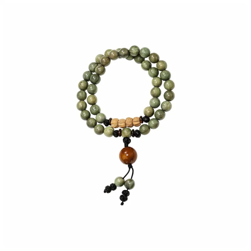 GUMUJIANG Green Sandalwood Multi Wrap Beaded Bracelet Unisex-0
