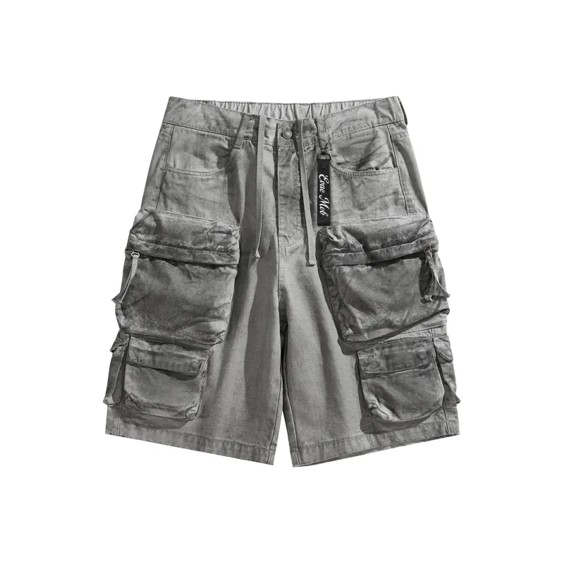 *EVAE+MOB Casual Shorts Unisex Dirty Dyed Gray-0