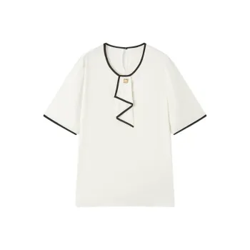 EICHITOO Chiffon Shirt Women's Raw White Splicing 15