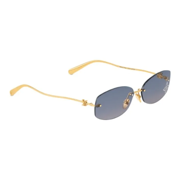 LOUIS VUITTON Metal Oval Sunglasses Women's Gold-1