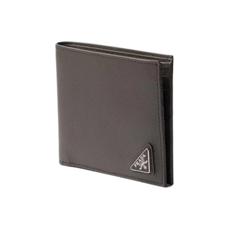 PRADA Saffiano Calfskin Wallet Men's Smoke Gray-1