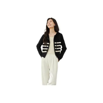 VIMLY Knitwear Women's Black Background With White Stripes