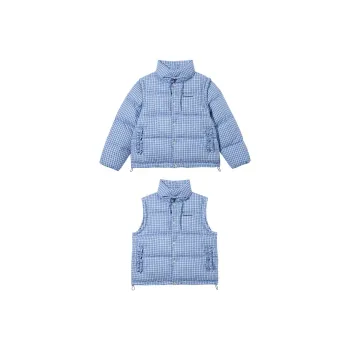 ISaluteU Down Jacket Unisex Blue Plaid