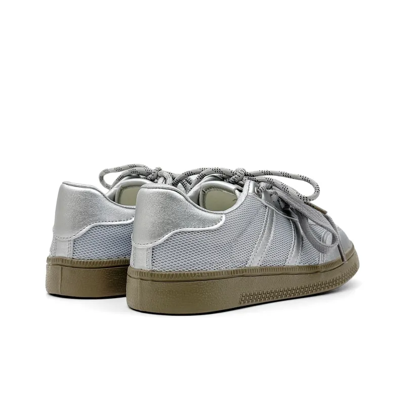 Mengsai Breathable Lightweight Height Increasing Low-Top Casual Shoes Women's Silver-5
