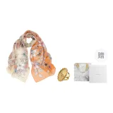 Orange Yellow+Gold Lily of The Valley Limited Mother's Day Silk Scarf Ring Box
