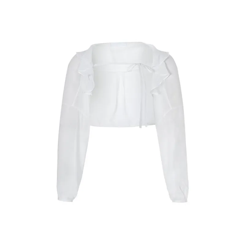 NOT YOUR ROSE SS25 Fairy Chiffon Bolero White Chiffon Shirt Women's White/White-0