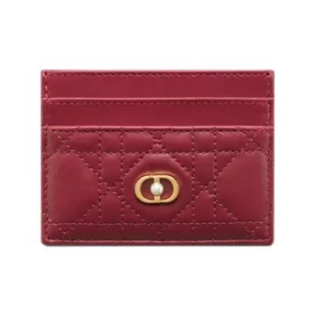 DIOR Jolie Dior Lambskin Card Holder Women's Red