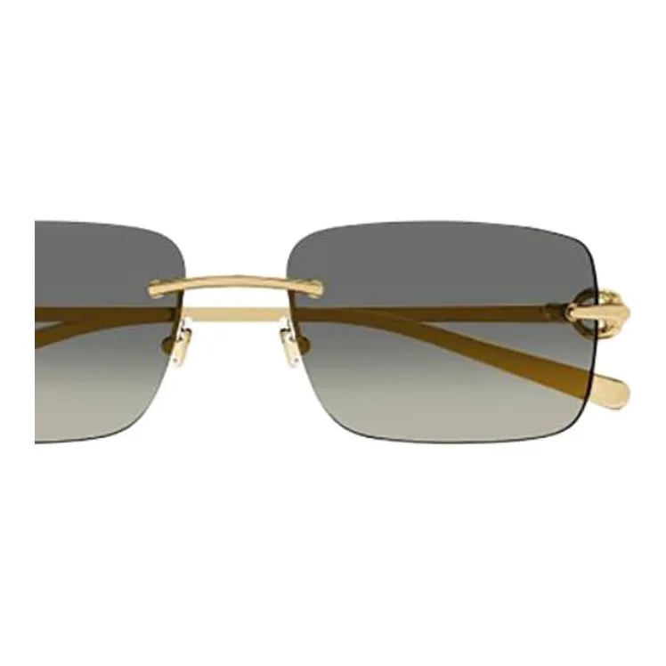 GUCCI Metal Rectangular Sunglasses Men's Gold-2