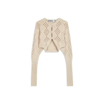 Open Yy ARGYLE POINTELLE KNIT BOLERO Knitwear Women's BEIGE/Beige