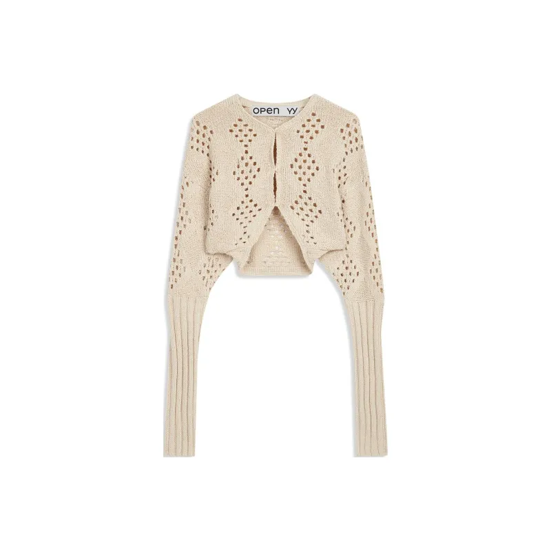 Open Yy ARGYLE POINTELLE KNIT BOLERO Knitwear Women's BEIGE/Beige-0