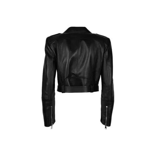 Alexander McQueen Cropped Zipped Leather Biker Jacket