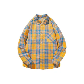 Ordifen Shirt Unisex Yellow Blue Plaid