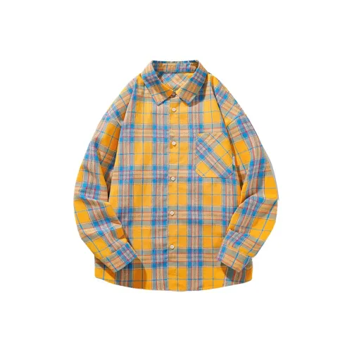 Ordifen Shirt Unisex Yellow Blue Plaid