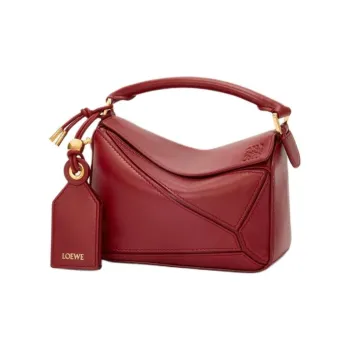 LOEWE Puzzle Lambskin Puzzle Bag One Shoulder Handbag Mini Women's Burnt Red