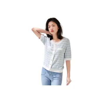【dme】 Knitwear Women's Blue Plaid Pattern