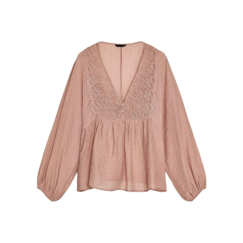 ZARA Shirt Women's Light Peach Pink-0