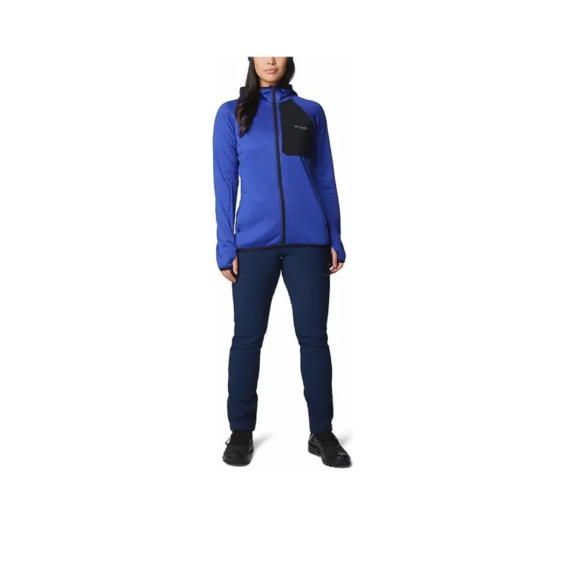 Columbia Triple Canyon Women'ss Blue Grid Fleece Hooded FZ Jackets Coats Women's Iron Thread Lotus Blue-2