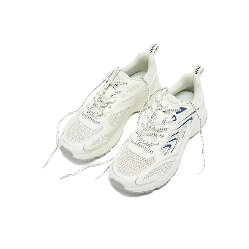 QIAODAN Non slip Lightweight Low Top Casual Running Shoes Men's White Blue-2
