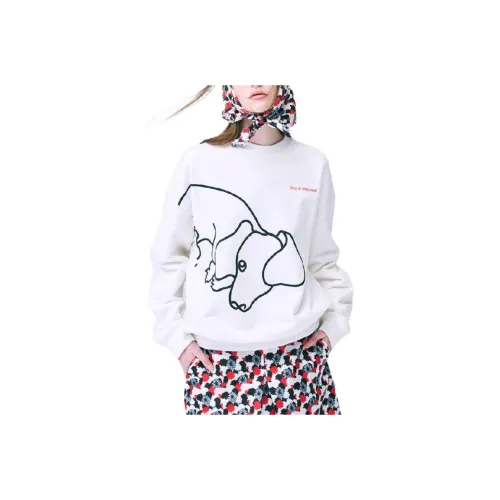 MARDI MERCREDI FW24 SWEATSHIRT DDANJI CH.01_WHITE BLACK Sweatshirt Korean Style Women's White/Black