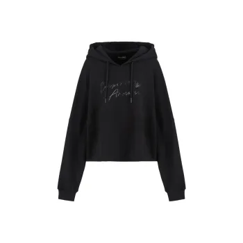 EMPORIO ARMANI Asv Hooded Sweatshirt With Shiny Rubberised Logo In Organic French Terry