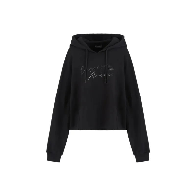 EMPORIO ARMANI Asv Hooded Sweatshirt With Shiny Rubberised Logo In Organic French Terry-0