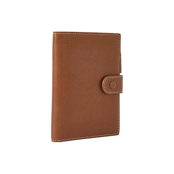 VANESSA HOGAN Cow Leather Multiple Card Slots Wallet Passport Holder Unisex Cocoa Red Brown/Obsidian Black-2