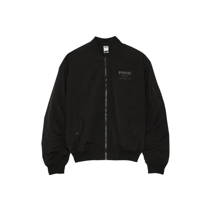 Victoria's Secret PINK Parachute Bomber Jacket/Pure Black Jackets Coats Women's Pure Black-0