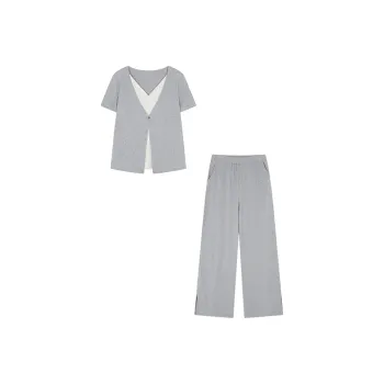 Mo Han Yi Mei Casual Suit Women's Heather Gray & White