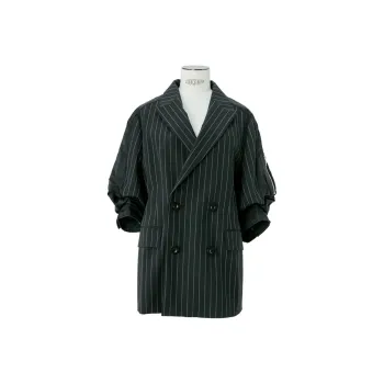 Sacai Wool Silk Suiting Nylon Twill Jacket 'Black Stripe'