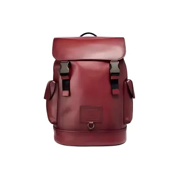 COACH Rivington Leather Flap Backpack Men's Red