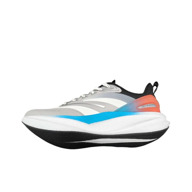 QIAODAN Rebound Slip Resistant Low Top Marathon Long Distance Running Sprint Running Shoes Men's White Gray-2
