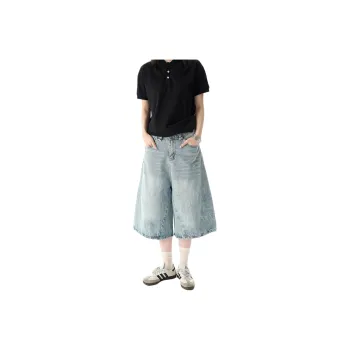 NEVER RULE Denim Shorts Unisex Sky Blue