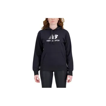 New Balance Stacked Logo French Terry Hoodie Sweatshirt Women's Black