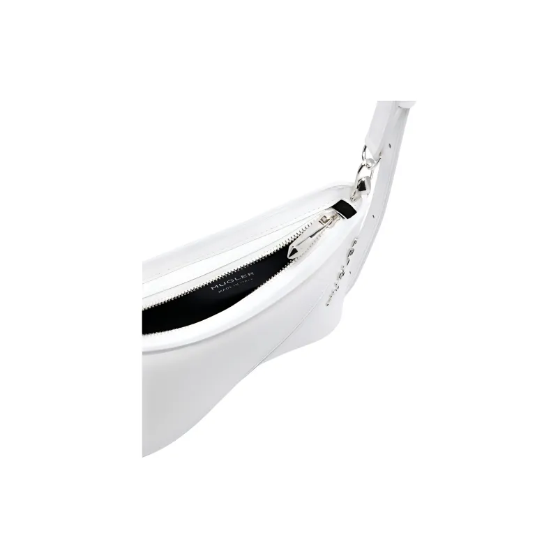 Mugler Leather Shoulder Bag Small Size Women's Ivory White-3