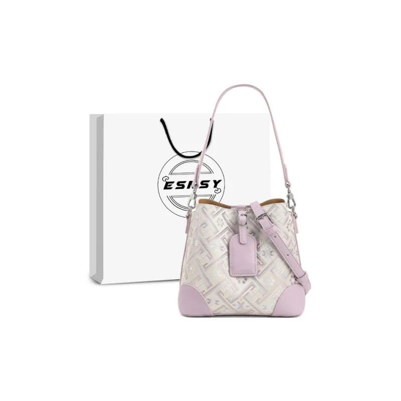 ESNSY Zhuangjin Shoulder Bag Women's Beige/Purple-6