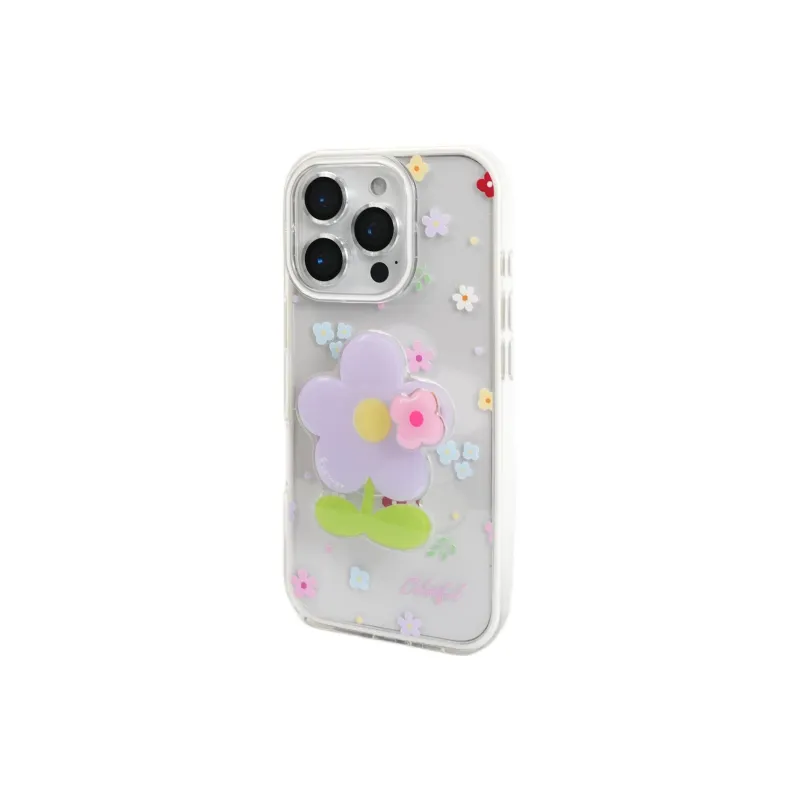 Sopi Acrylic Material Multicolor Floral Stand Phone Cases Compatible With IPhone 16/15 Pro Max/Apple 13/14 Pro/Max-2