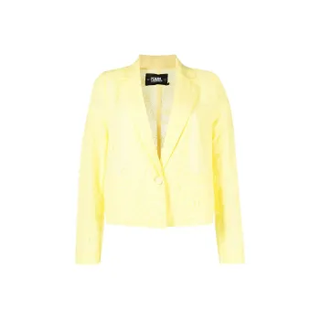 KARL LAGERFELD / Karl Lagerfeld Jeans Broderie anglaise Cropped Cotton Blazer