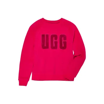 UGG Madeline Fuzzy Logo Crewneck Sweatshirt Women's Cherry Red