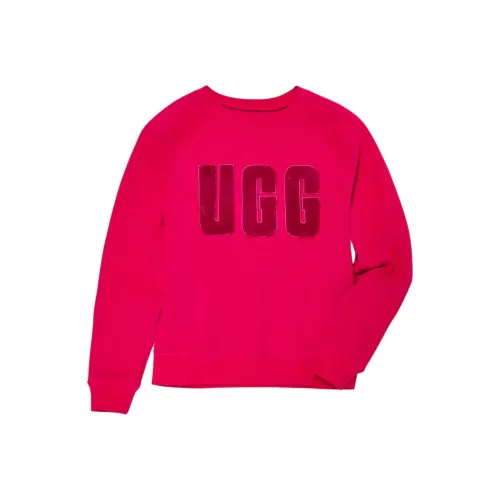 UGG Madeline Fuzzy Logo Crewneck Sweatshirt Women's Cherry Red