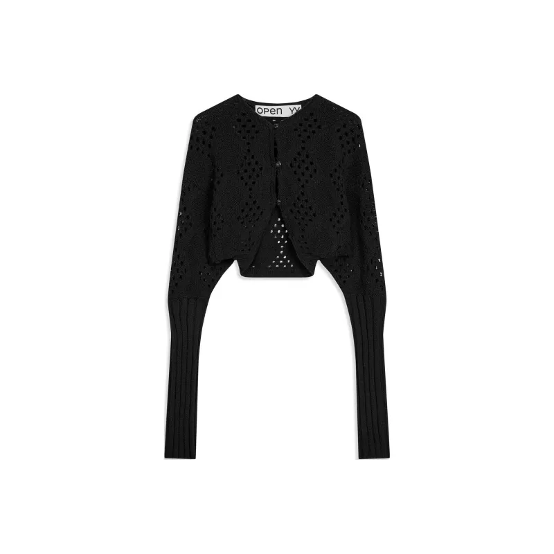 Open Yy ARGYLE POINTELLE KNIT BOLERO Knitwear Women's BLACK/Black-0
