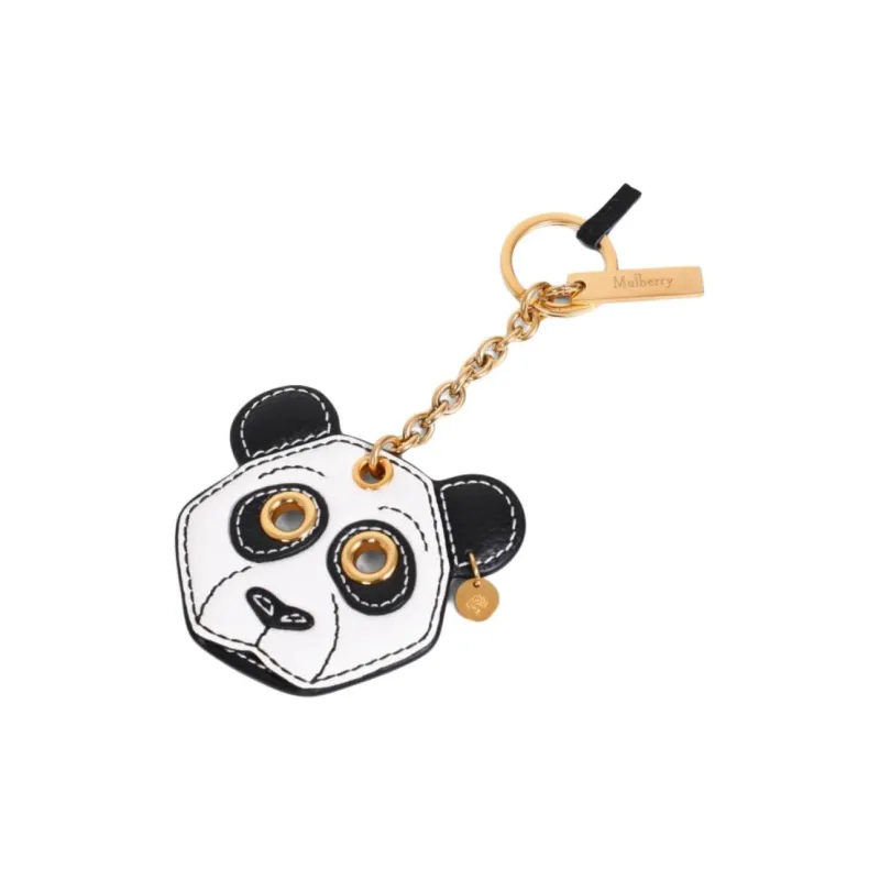 Mulberry Cow Leather Keychains Unisex White-1