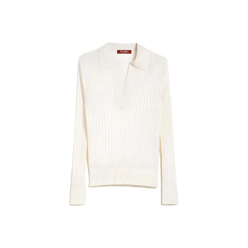 MaxMara Wool And Silk Sweater With Polo Shirt Collar Sweater Women's White-0