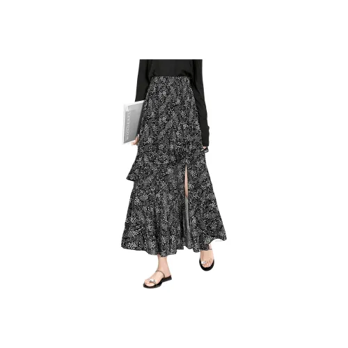 TOUCH Casual Long Skirts Women's Black White Multicolor