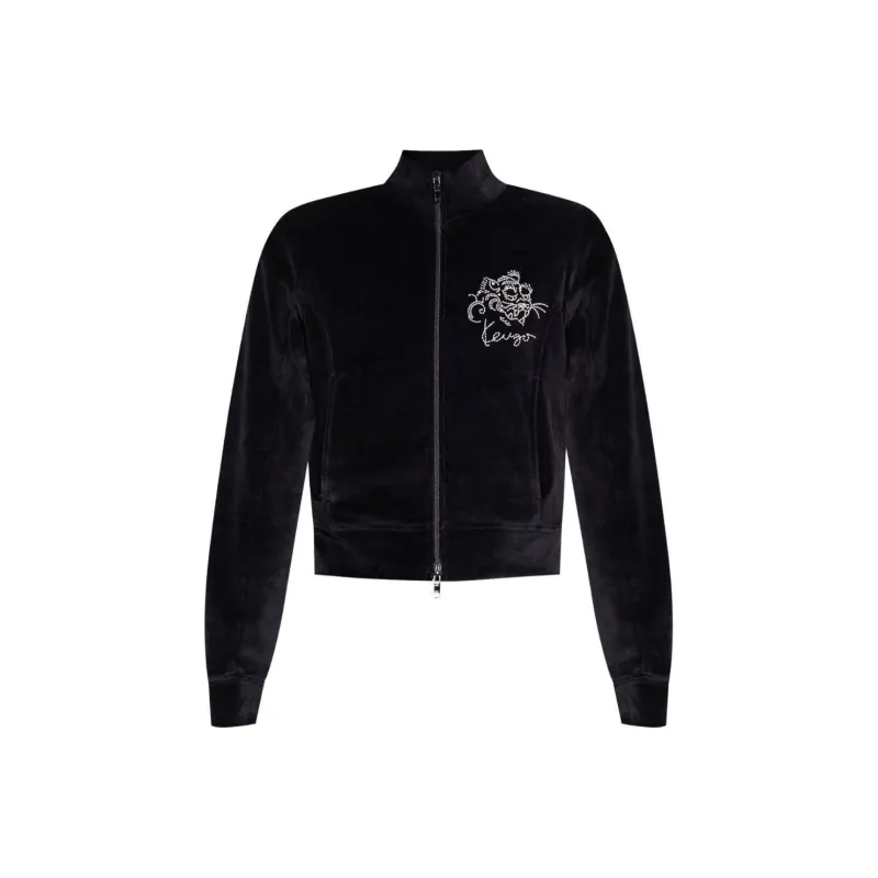 KENZO Tiger Motif Zip Up Sweatshirt-0