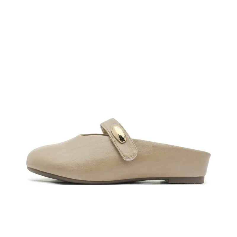 JOSINY Leather Patchwork Abrasion Resistant Slip Resistant Quick Dry Closed Toe Slippers Women's Khaki-2