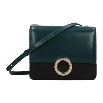 BVLGARI Leather Shoulder Bag Crossbody Bag Women's Green