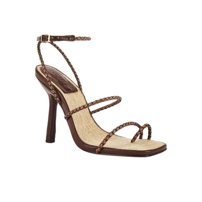 Schutz Kaya One Strap Sandals 11cm Women's Brown-2