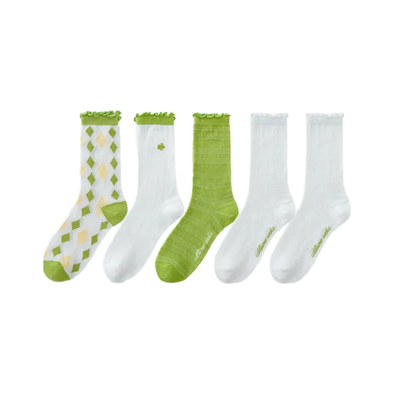 MIIOW Mid Calf Socks Women's 5 Pack-12