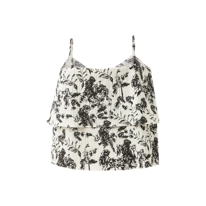 3COLOUR Chiffon Shirts Women's Black White Floral-1