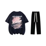 Clothing Sets (Navy Blue T-Shirt+Black Casual Pants)